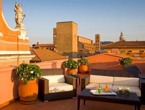 Art deco terrace at the Grand Hotel Baglioni, Bologna